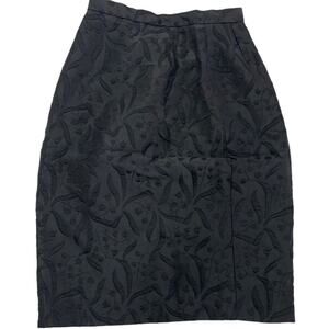 Gibson Palermo Skirt Women X Small Black Brocade Floral Zip Pencil Vintage 80's